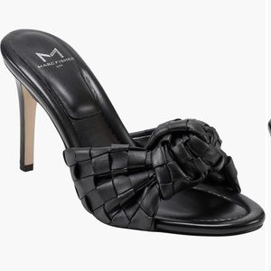 Marc Fisher Janna Woven Knotted Heel Sandal Black 9.5